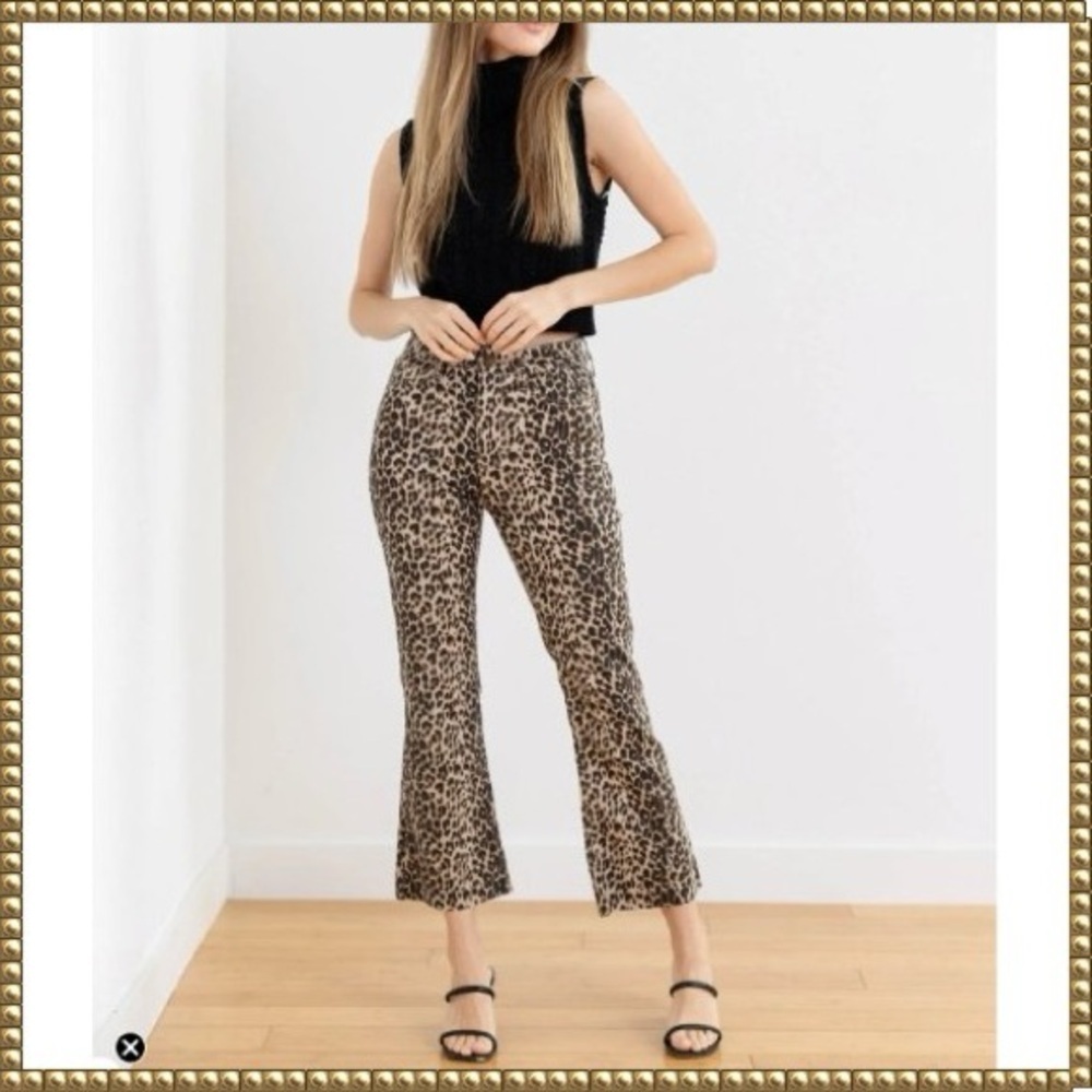 Just Black Leopard Print Ankle Jeans